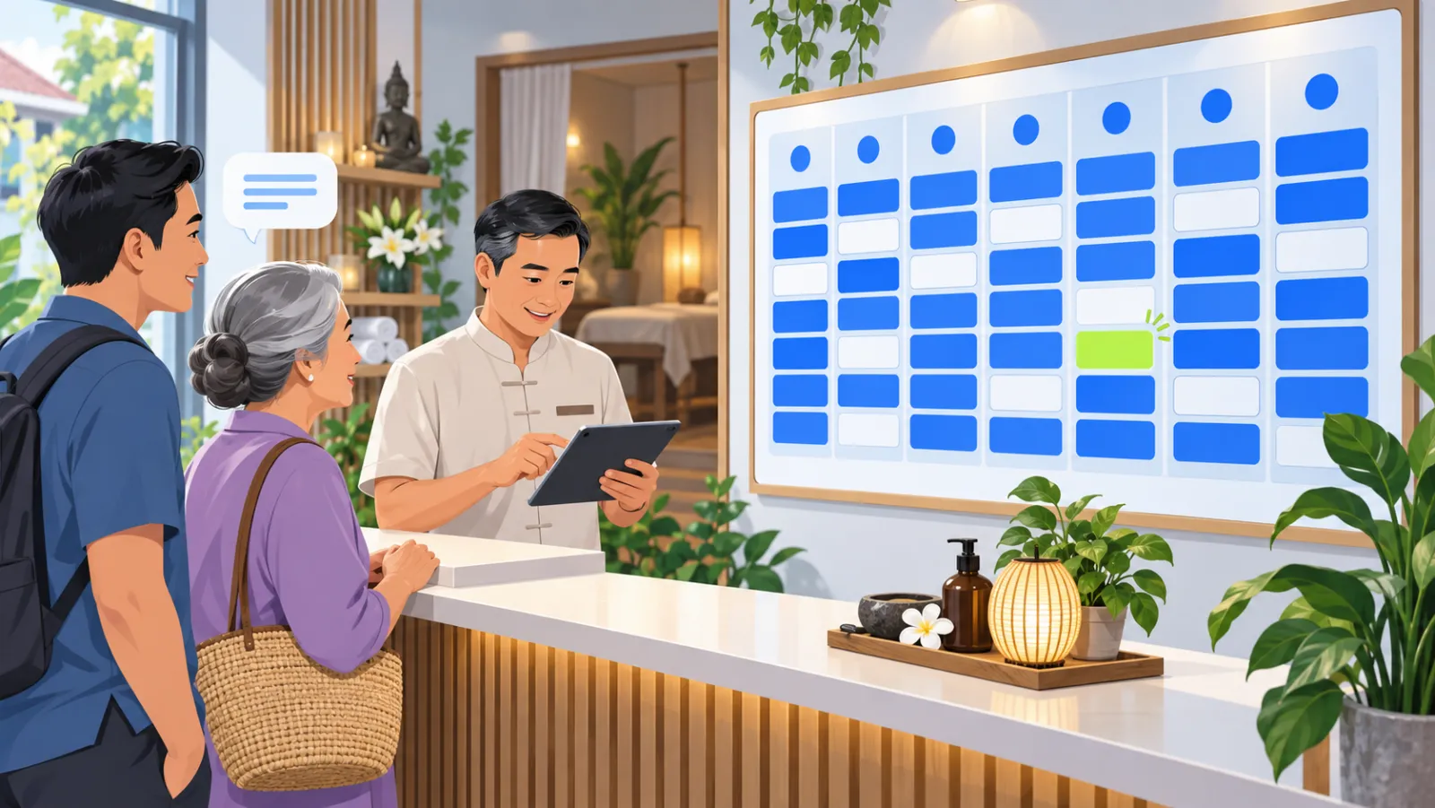 A weekly appointment calendar filling up with slots