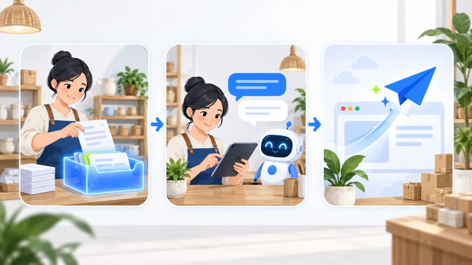 Ba thẻ bước: thêm kiến thức, thử nghiệm, xuất bản